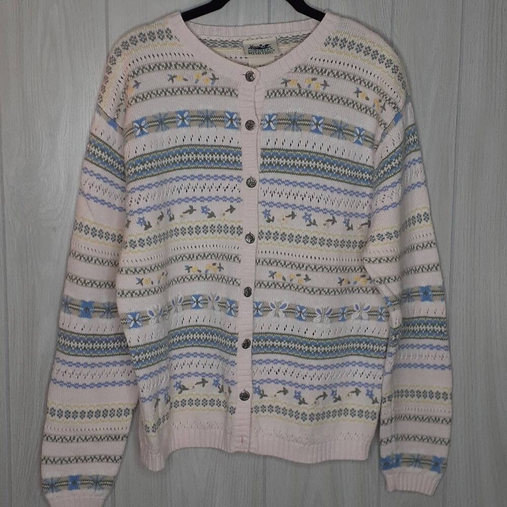 Ladies Northern Reflections Granny Chic Button Front Sweater Size Medium